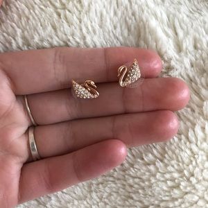 Swarovski Rose Gold Swan Earrings